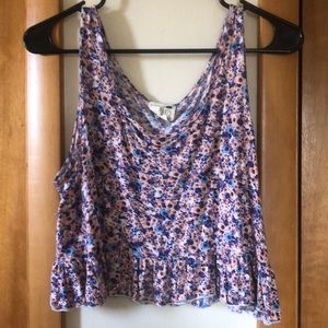 Blue and purple floral flowy tank